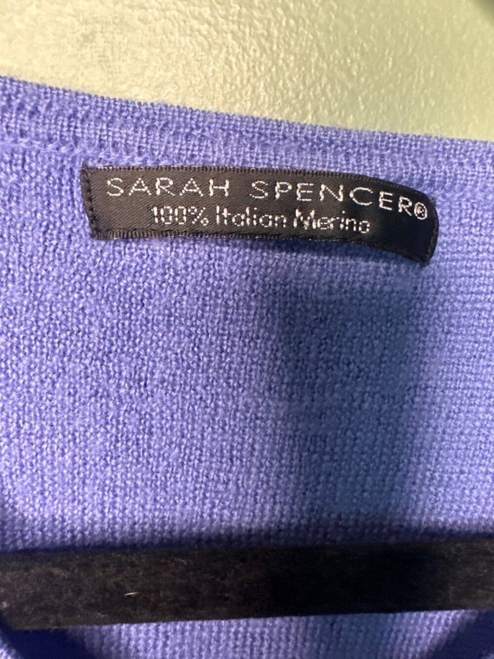 Sarah Spencer 100% Italian Merino Wool Purple Sweater Soft Knit Womens M preppy - Picture 2 of 4